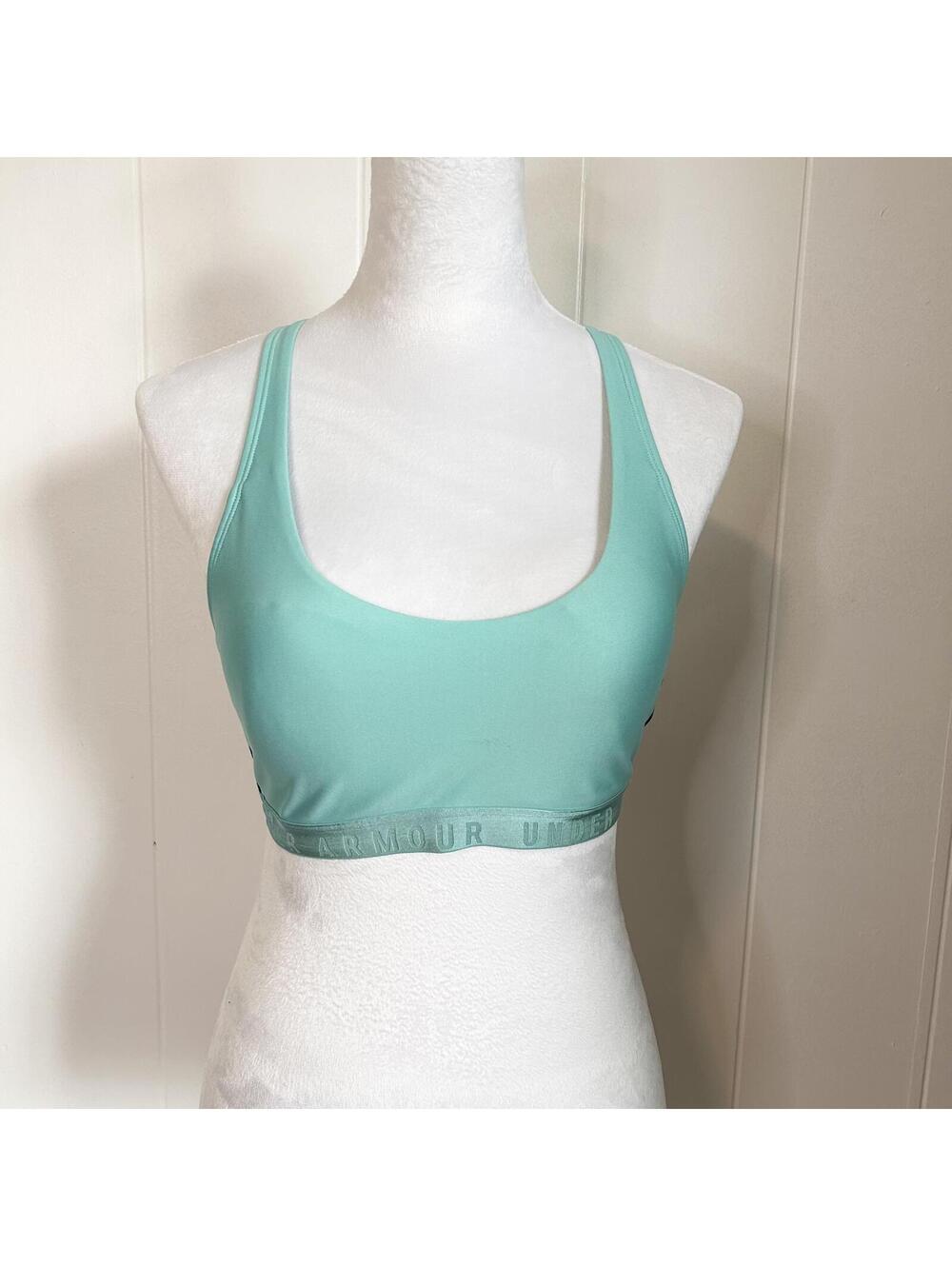 Under Armour Logo Blue Navy Athletic Active Strappy Sports Bra Women's Medium